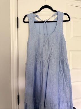 Haven Light Blue Linen Sleeveless Tiered Sun Dress - NWT - size L